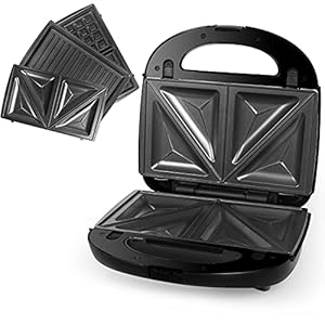Kuyal 3-in-1 Snack Maker with Waffle, Panini and Toasted Sandwich Plates, 750W Sandwich Toaster Maker, Waffle Machine…