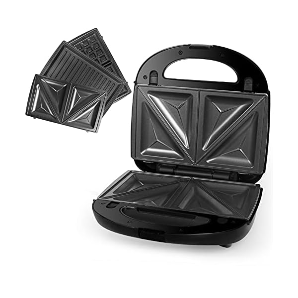 Kuyal-3-in-1-Snack-Maker-with-Waffle-Panini-and-Toasted-Sandwich-Plates-750W-Sandwich-Toaster-Maker-Waffle-Machine-Panini-Press-LED-Indicator-Lights-Cool-Touch-Handle-Anti-Skid-Feet-Black Kuyal 3-in-1 Snack Maker with Waffle, Panini and Toasted Sandwich Plates, 750W Sandwich Toaster Maker, Waffle Machine…