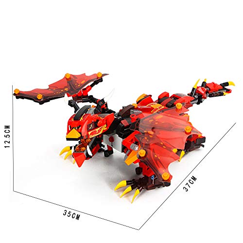 Insaneness Xmas Gifts RC Smart Dinosaur Building Blocks Walking Electronic Robot STEM DIY Toy for Kids (Red)