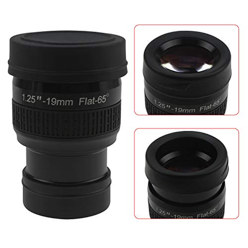 Astromania Telescope Eyepiece Flat Field Eyepiece 19mm Fully Mutil Coated 1.25 inch Metal 65 Degree Ultra Wide Angle Telescope Accessory for Astronomy Telescope, Flat Image Field & Crystal Clear Image