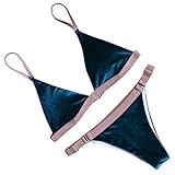 RUUHEE Women 2 Pcs Bikini Set Triangle Top Brazilian Bottom Velvet Swimsuit Swimwear (M(US Size 4-6), B972