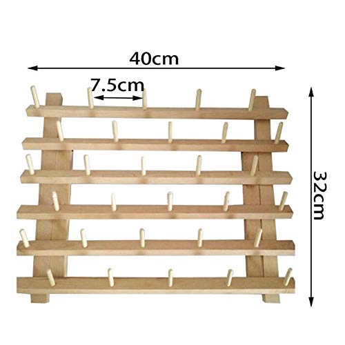 Wooden 30 Spool Thread Rack Holder,Spool Cone Bobbins Spools Stand, Thread Organiser, Wall Mount Yarn Storage Spool Holder, Machine Sewing Embroidery Quilting Storage Holder,Sewing Craft Tools - Thumbnail 2