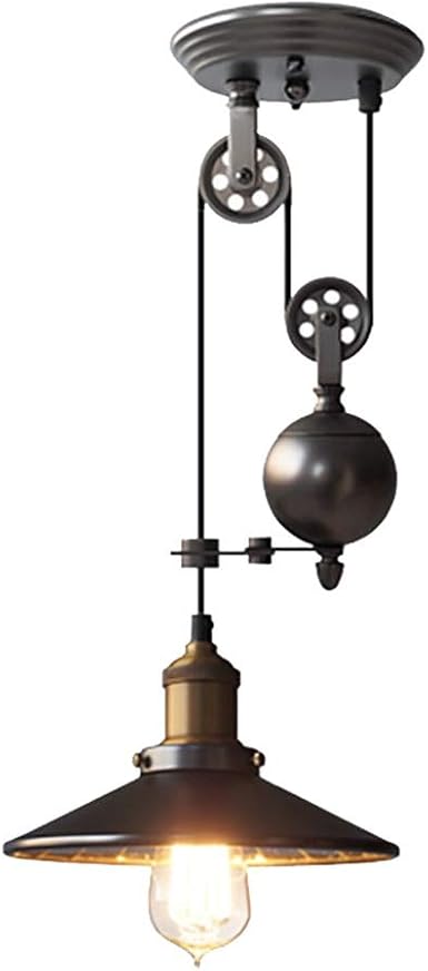 Retro industrielle verstellbare Pendelleuchte, Flaschenzug Metall