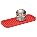 mDesign Silicone Kitchen Sink Storage Organizer Holder Tray for Sponges, Soaps, Scrubbers - Ribbed Base, Quick Drying, Waterproof, Non-Slip Durable - 2 Pack - Red