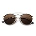 JIM HALO Small Polarized Round Sunglasses for Men, Women Vintage Double Bridge Frame (Gold Frame/Polarized Brown Lens)