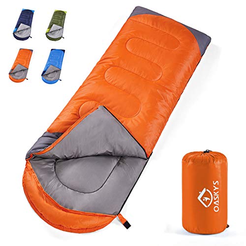 oaskys Camping Sleeping Bag – All Season Warm & Cool Weather – Summer, Spring, Fall, Winter, Lightweight, Waterproof for Adults & Kids – Camping Gear Equipment, Traveling, and Outdoors
