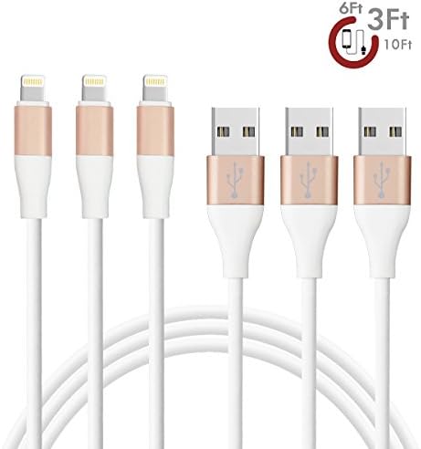 iPhone Lightning Cable,Zeuste [3-Pack 3Ft 6Ft 10Ft Gold] Sync Charger Cable for Apple iPhone 5/5s6/6S/5c iPod Touch NANO 7 iPad MINI,Compatible with IOS9