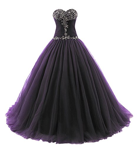 Vantexi-Womens-Strapless-Tulle-Quinceanera-Dress-Prom-Ball-Gown-Black-Size-18
