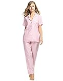 Ekouaer Pajama Set Womens Comfy Viscose Short-Sleeve Sleepwear With Long Pants S-XXL