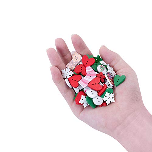 favide 450 Pieces Wooden Buttons Christmas Style Sewing Button DIY Craft Decoration, Mixed Color 2 Holes - Thumbnail 4