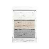 Rebecca SRL Comoda cajonera 3 cajones Madera Blanca Gris Estilo Shabby Chic Dormitorio baño (cod. RE4263)