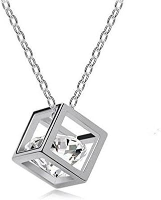 The magic square necklace is a simple gift to a woman with a glittering rhombus Square Box Necklace