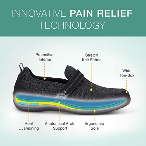 Orthofeet Women's Orthopedic Black Stretch Knit Quincy SlipOn Shoes