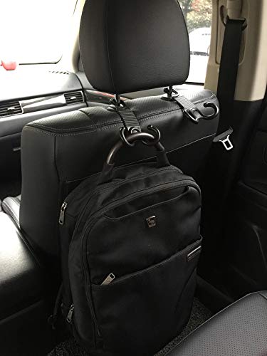 2 Pack Car Interior Headrest Hooks Back Seat Auto Hanger Universal Trunk Organizer Storage for Clothes Coats Diapers Umbrella Purses Handbag Hat Grocery Bag Backpack Drop Stop Gadget Car Accessories