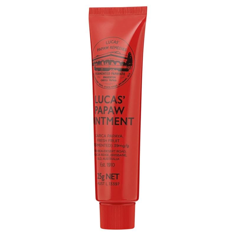 Lucas Papaw Ointment 25g - Soothing Lip and Skin Healing Balm with Fresh Fermented Carica Papaya, Natural Ingredients, Suitable for All Skin Types - Made in Australia