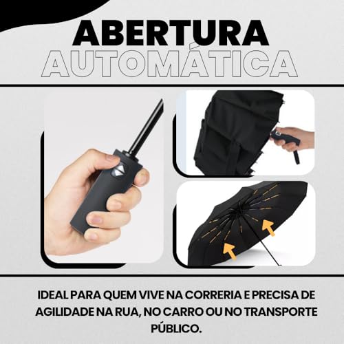 Guarda Chuva Automático Reforçado com Botão – Compacto, Antivento e com Proteção UV Blackout - Guarda Chuva Dobrável e Portátil, Ideal para Bolsa e Mochila - AmelShop