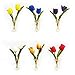 EBUYOM Mini Artificial Flowers Tulips Bouquet in Glass Vase, Home Decor Ornament Wedding Decoration (White)