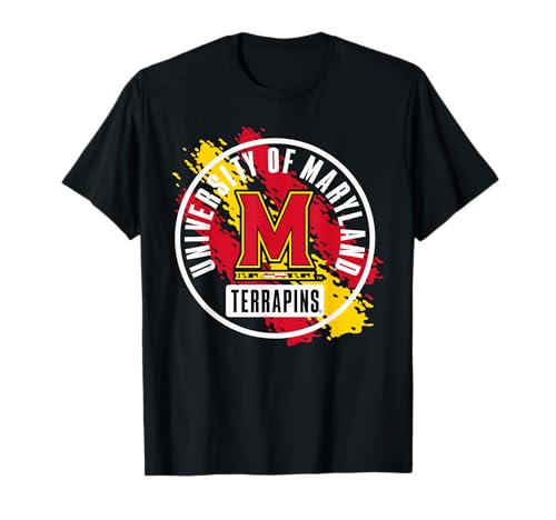 Elite Authentics Maryland Terrapins Retro Paint Black Officially Licensed T-Shi…