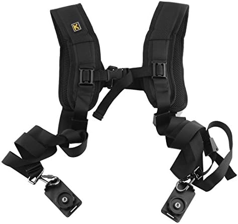 Quick Release Double Dual Camera Shoulder Strap Harness,Professional Adjustable Dual Camera Neck Strap Belts For DSLR Digital Canon Nikon SLR Sony Pentax Panasonic Olympus Camera,Black