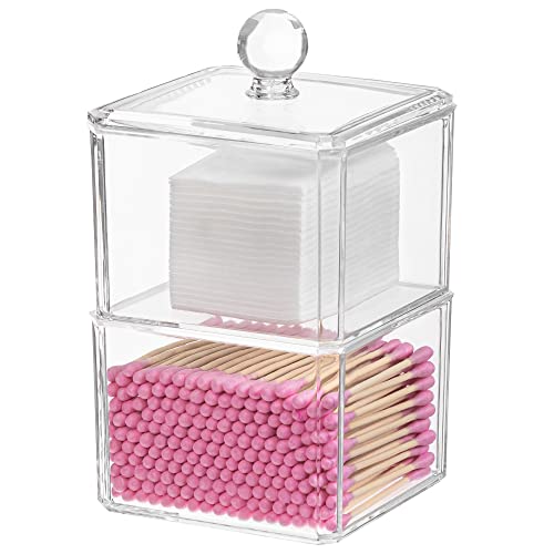 HBlife Cotton Ball and Swab Holder Organizer, Clear Acrylic Cotton Pad