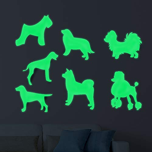 Wall Stickers Glow in The Dark. Decorative Vinyl for Plug or Switch Dog Drinks. Fluorescent Animal Stickers. Bright Sheets