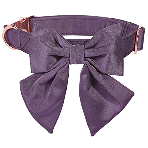 Lionet Paws Bowtie Dog Collar - Comfortable Silk Dog Collar with Detachable Bow Tie for Xlarge Dogs, Neck 40-66cm โ image 1