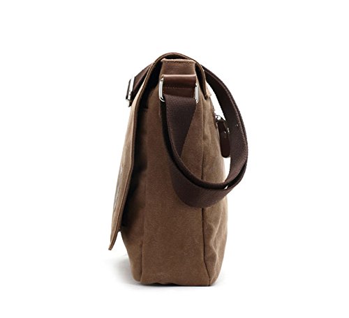 Durable Fashion Vintage Canvas Messenger Bag Laptop Bag Ipad Bag Bookbag Satchel Crossbody Bag Shoulder Sling Bag Shopping Bags Outdoor Sports Travel Casual Weekend Bag for Men and Women (Coffee)