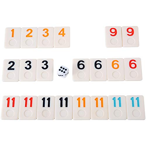 Homwom 106 Tiles Rummy Game - Travel Games Rummy Board Game Rummy Set with Aluminum Case & 4 Anti-Skid Durable Trays