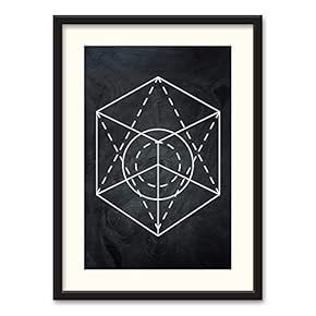 Black Paper Framed for Living Room Bedroom Abstract Geometric for