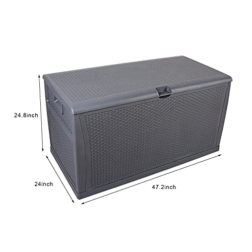 150-Gallon Outdoor Deck Box - Waterproof, Lockable Resin Storage For Patio Cushions, Tools, Packages (Grey)