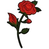 Expo International Highland Iron On Embroidered Rose Applique/Patch Patch, Red Multi