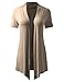 BIADANI Women Versatile Soft Short Sleeve Open Front Drape Cardigan Stone XX-Large