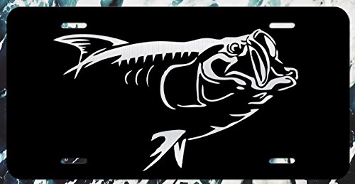 DHDM Bass Fish License Plate Tag Vanity Novelty Metal | Etched Metal | 6-Inches by 12-Inches | Car Truck RV Trailer Wall Shop Man Cave | VLP465
