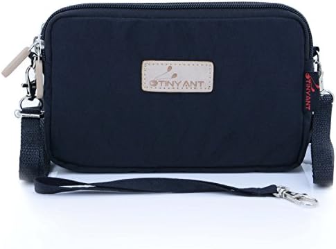 Women's 3 Layers Wristlet Purse Zipped Cell Phone Clutch Crossbody Handbags