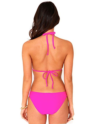 V28® Padded One Piece Fringed Swimsuit Swimwear Monokini (US size: S, Pink2) - Thumbnail 3