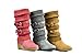 Dream Pairs Women Knit Sweater Winter Fur Wedge Boots Black