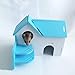 Wooden Hamster House,Hideout Hut Exercise Natural Funny Nest Toy(Pack of 2) (Blue)