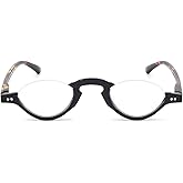 ABETOS Half Moon Reading Glasses Blue Light Blocking Computer Readers Spring Hinge Small Retro Half Frame Eyewear