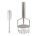 Premium Potato Masher & Ricer - Stainless Steel - Enjoy Tasty Mash Potatoes in Minutes - Unique Design - Long Lasting & Durable - Free Cleaning Brush