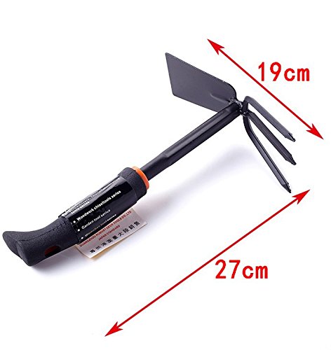 Kglobal Culti-Hoe with Fork Garden Dual Headed Weeding Tool Steel Hand cultivator Handle Non-Slip Cultivator Hoe
