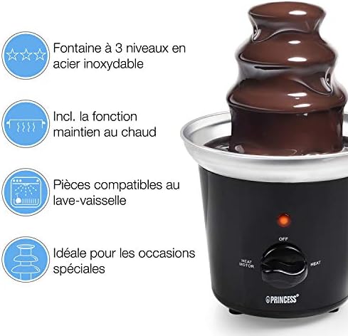 Fontaine à chocolat Princess 292994 noire - 3 étages - 0,4 L - 32 W - Maintien au chaud - Cuisine A Vivre Fontaine à chocolat Princess 292994 noire - 3 étages - 0,4 L - 32 W - Maintien au chaud