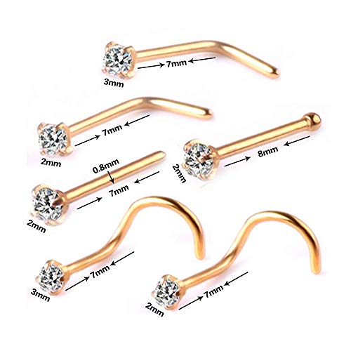 Jconly 22Pcs Professional Piercing Kit 20G Nose Rings Studs Stainless Steel Body Jewelry Body Piercing Kit