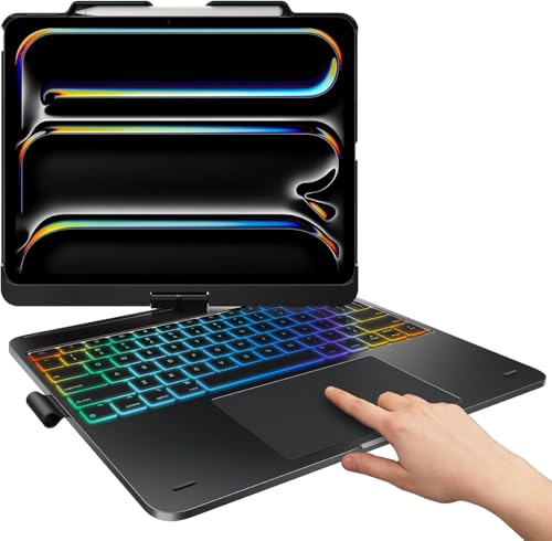 typecase Touch Case with Keyboard for iPad Pro 13"(M5/M4, 2025/2024), iPad Air 13"(M4/M3/M2, 2026/2025/2024) & iPad Pro 12.9", Trackpad, 360° Rotatable, 11-Colors Backlit, Space Black