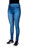 Women's Blue Jean Denim Look Jeggings with Rhinestone Accents by CRUSH