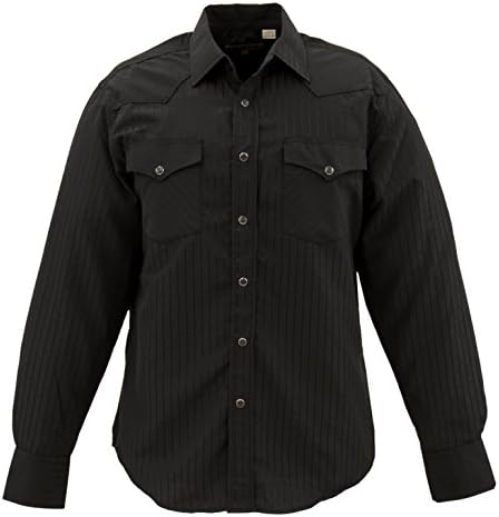 STARR Western Solid Snap Dobby Striped Shirt by SWWTNT17-BLACK-Size-XL