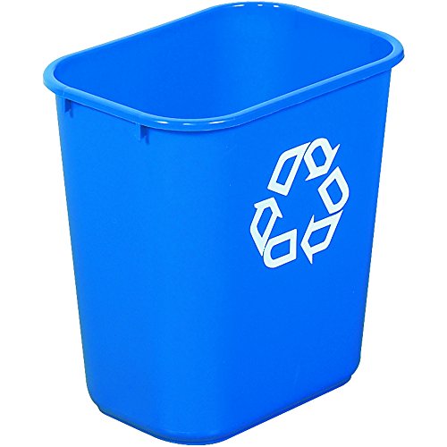 Ship Now Supply SNRUB139 Deskside Recycling Container, 28 quart,, 15" Height x 14.38" Length x 10.25" Width, Blue