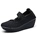 HKR Womens Wedge Sandals Woven Closed Toe Platform Mary Jane Sandles Comfortable Work Shoes Black 10 US(889heise42)