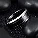 King Will Classic Men 8mm Black Tungsten Carbide Rings Polished Beveled Edge Double Groove Wedding Bands 10.5