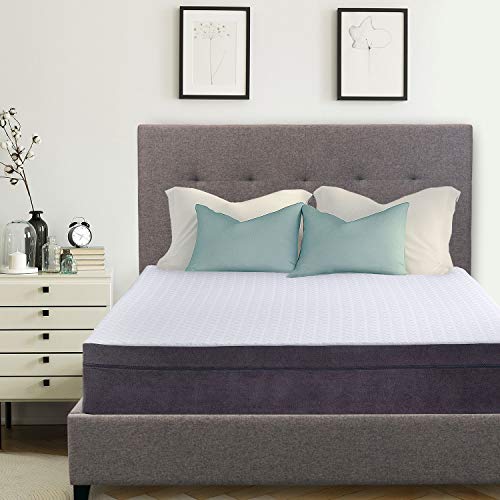 Hudson Tufted Upholstered Platform Bed, 50" Tall Headboard, Heather Gray Fabric, Strong Wood Slats, Wood Feet, Designed to Work with Adjustable Beds, Solid Rail (King)