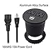 Kungfuking 4330214899 Aluminum Alloy Surface Data Hub Tap Grommet AC Outlet and 2 X USB Ports with 6 ft Heavy Duty Power Cord （16 AWG 13A 125V）Black